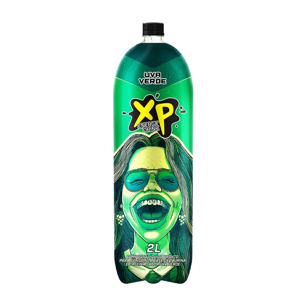 Energético XP Energy Drink Sabor Uva Verde 2L pet 06 unidades Água