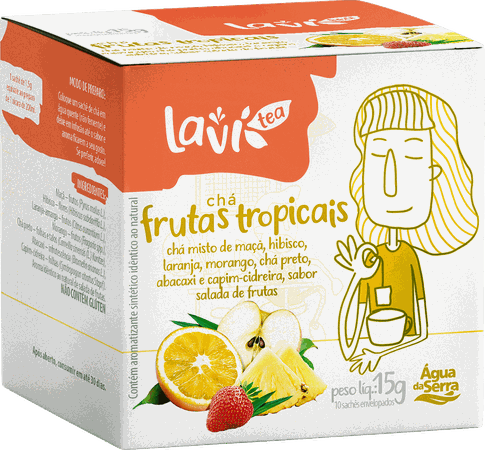 Chá Laví Tea Frutas Tropicais 10 sachês - Misto Sabor Salada de Frutas