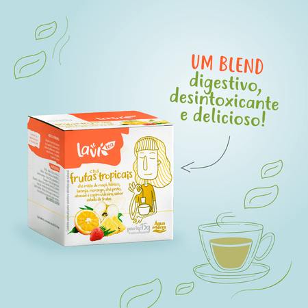 Chá Laví Tea Frutas Tropicais 10 sachês - Misto Sabor Salada de Frutas