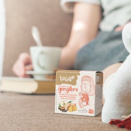 Chá Laví Tea Gengibre 10 sachês - Misto Sabor Maçã